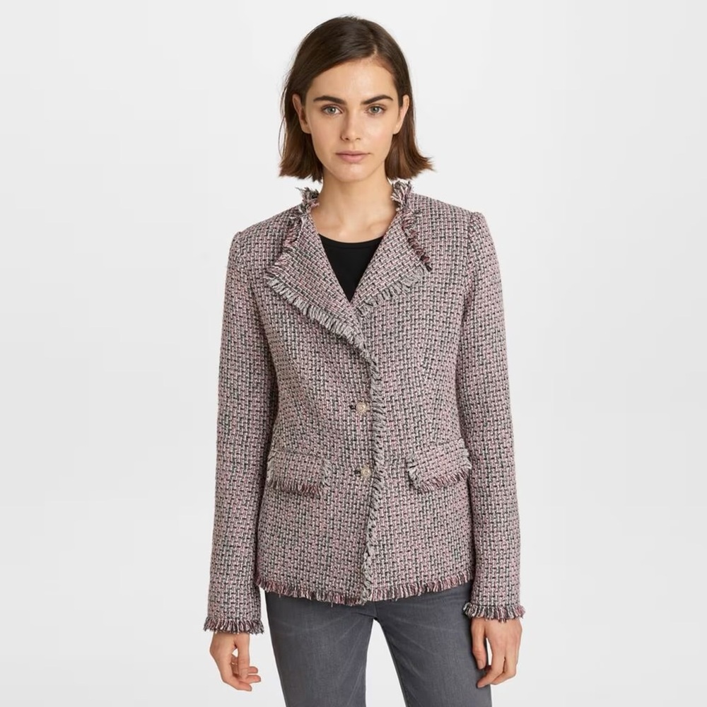 Karl Lagerfeld Pink and Black Tweed Blazer